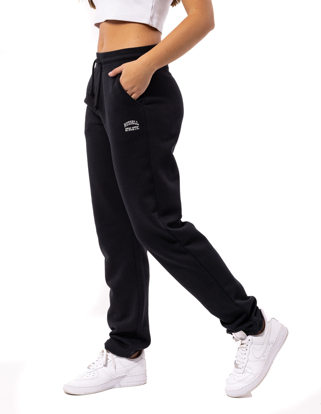 Women Russell Athletic Originals Small Arch Open Leg Track pants Black | VKOHPA684