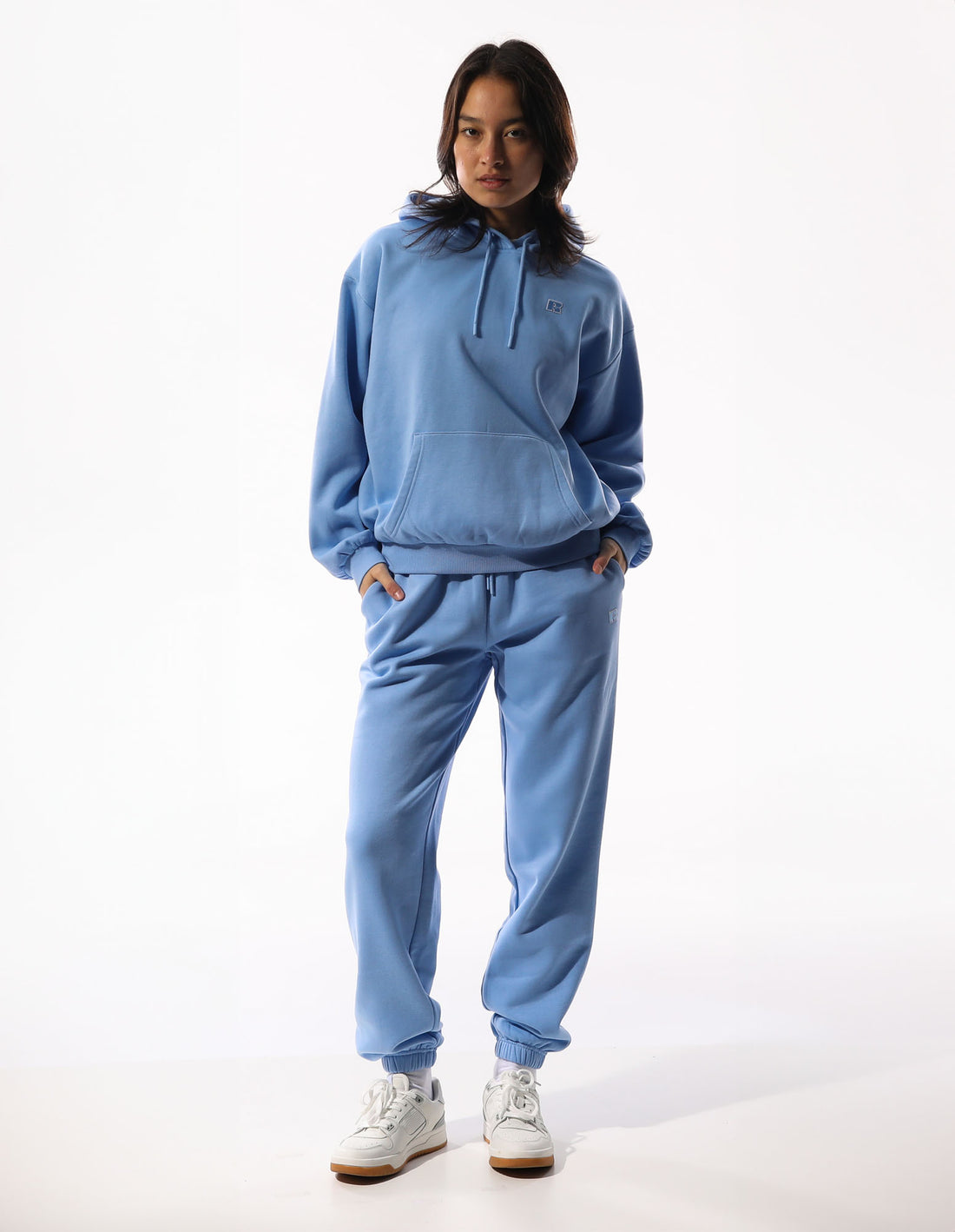 Women Russell Athletic R Logo Hoodie Blue | BQIUZN704