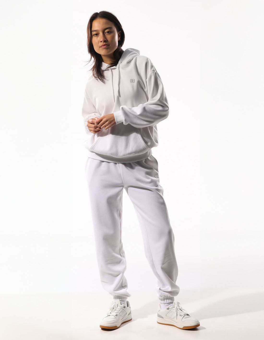 Women Russell Athletic R Logo Hoodie White | QKRZPO025