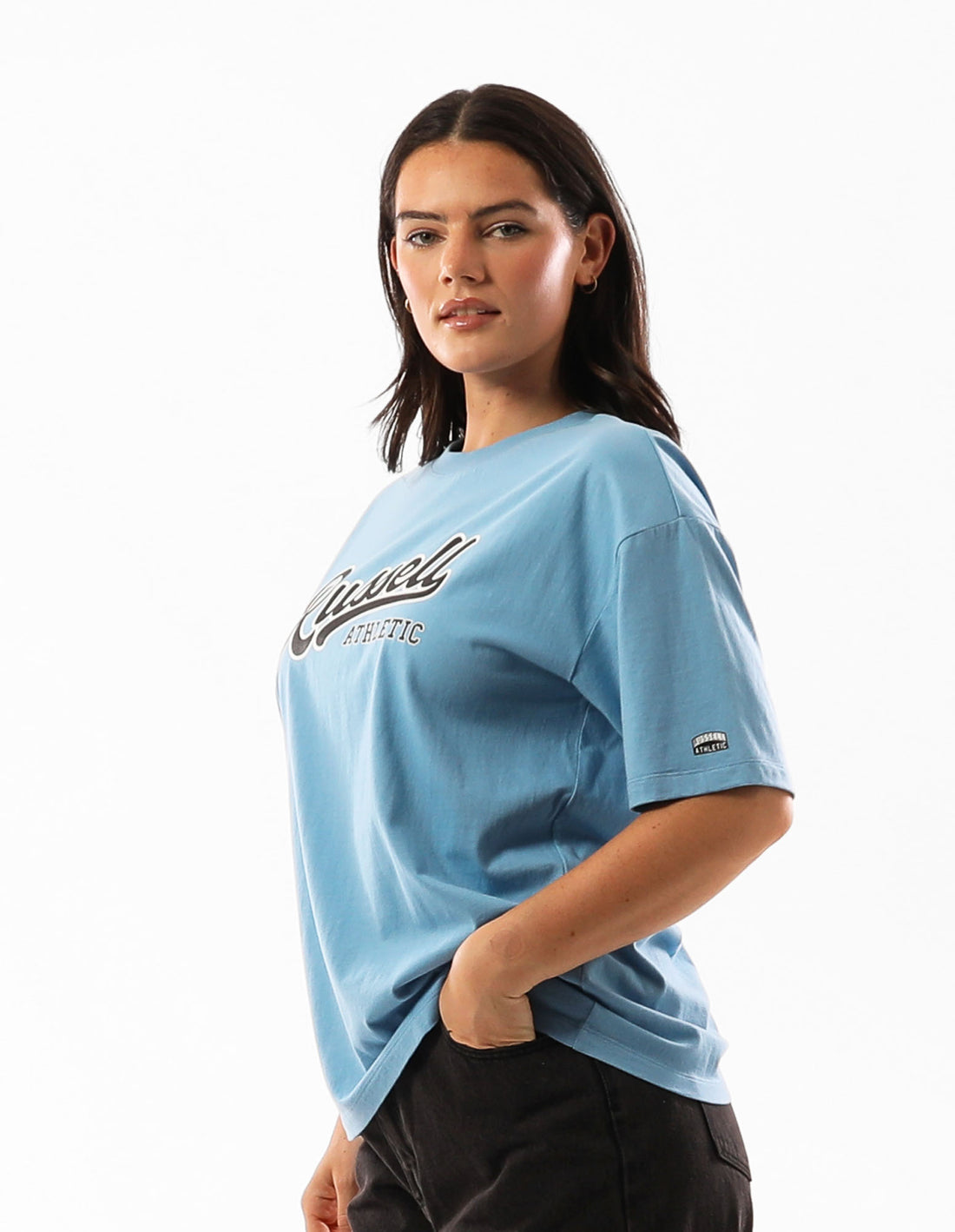 Women Russell Athletic Scripted T Shirts Blue | XJUVBE532