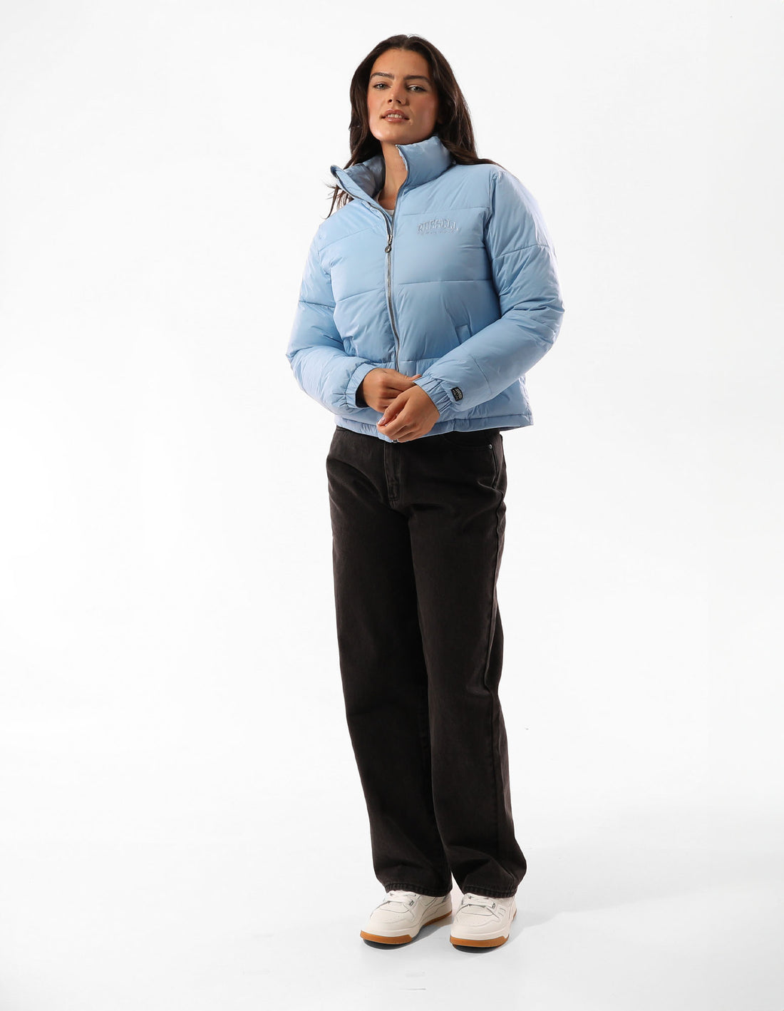 Women Russell Athletic Seattle Sea Cropped Puffer Jacket Blue | LAYMGJ315