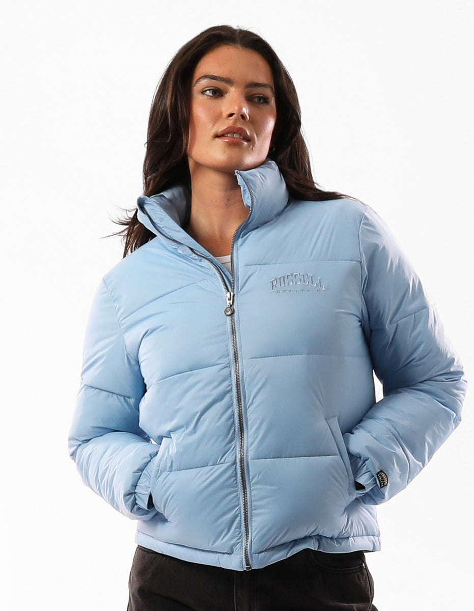 Women Russell Athletic Seattle Sea Cropped Puffer Jacket Blue | LAYMGJ315