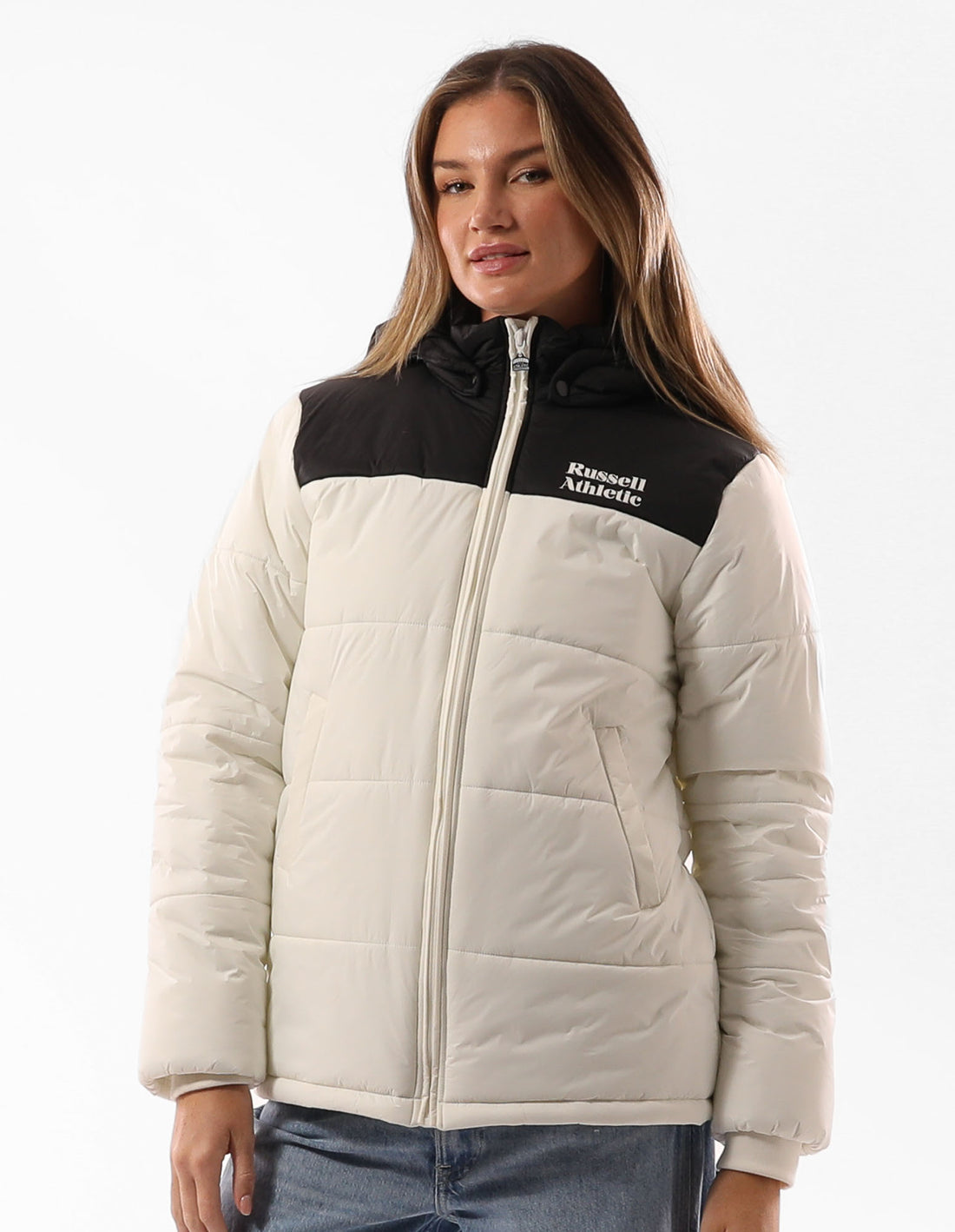 Women Russell Athletic Sierra Jackets Beige / Black | ZGYEJL178