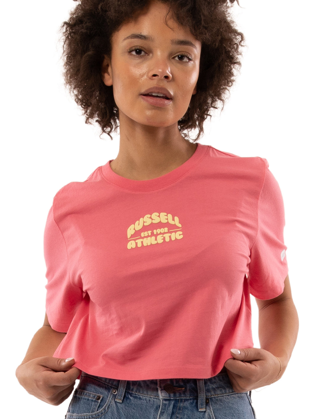 Women Russell Athletic Sugar Crop T Shirts Coral Pink | PAUNFZ529