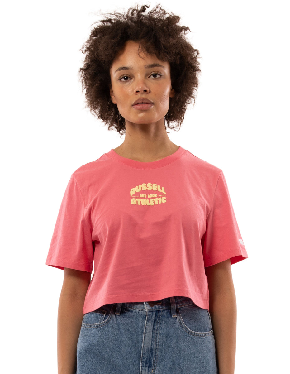 Women Russell Athletic Sugar Crop T Shirts Coral Pink | PAUNFZ529