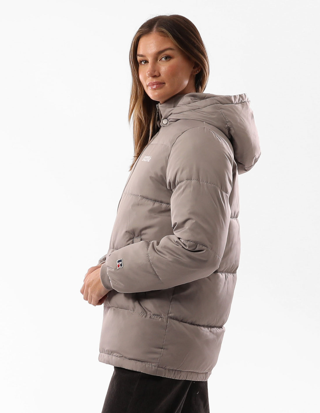 Women Russell Athletic Tribecca Puffer Jacket Grey Brown | MVFQNB379