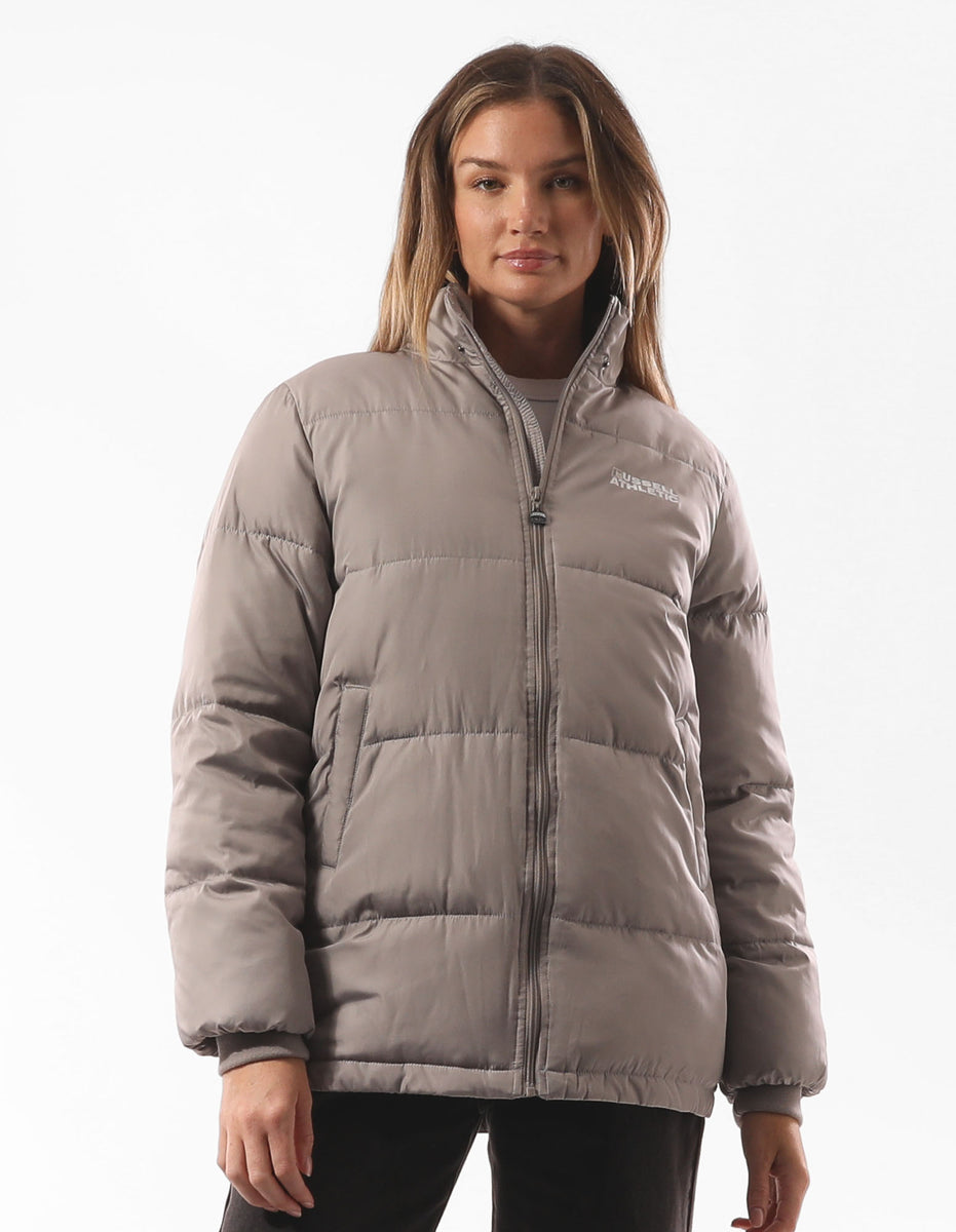 Women Russell Athletic Tribecca Puffer Jacket Grey Brown | MVFQNB379