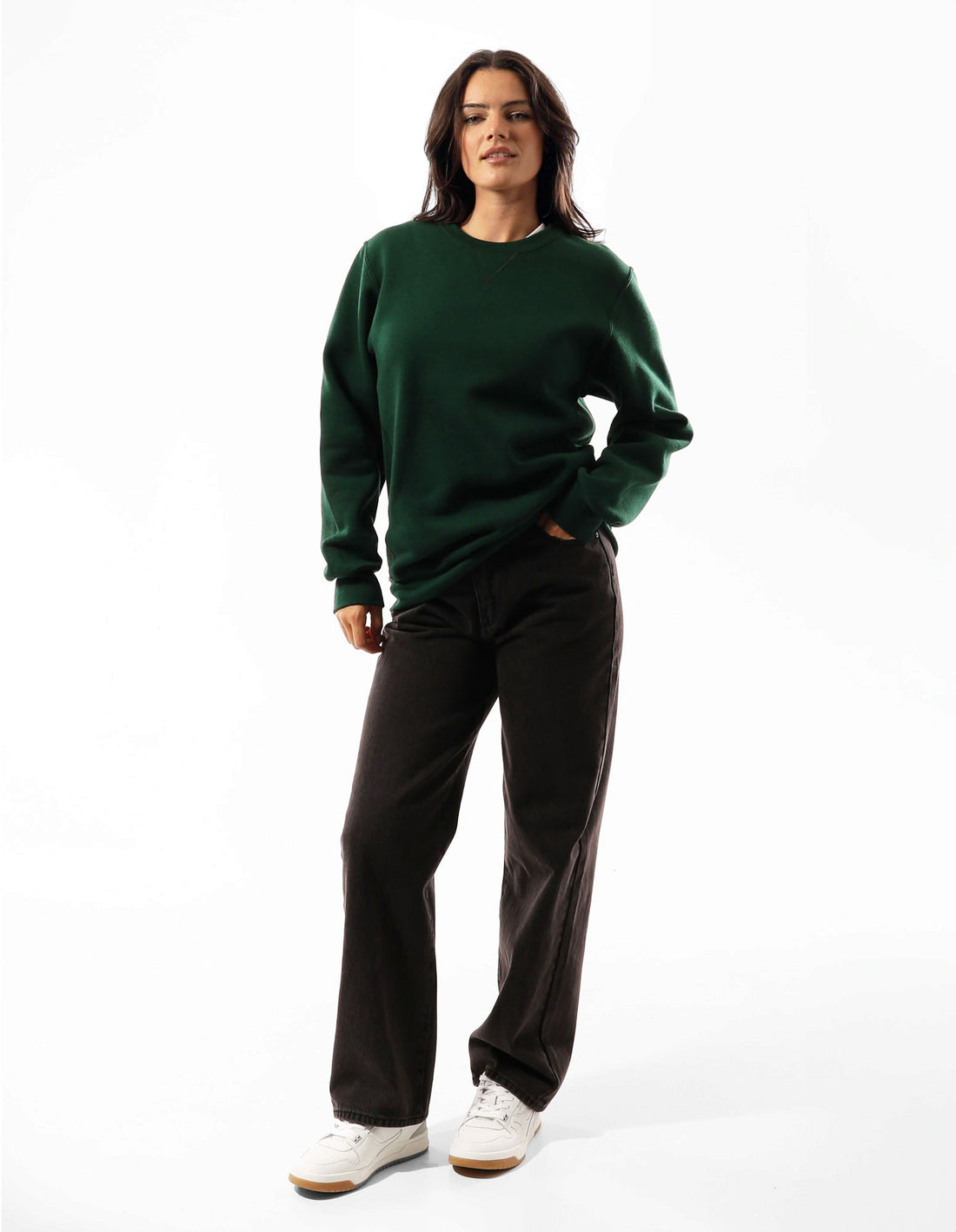 Women Russell Athletic Unisex Dri Crew Neck Sweaters Dark Green | BYNFHR935