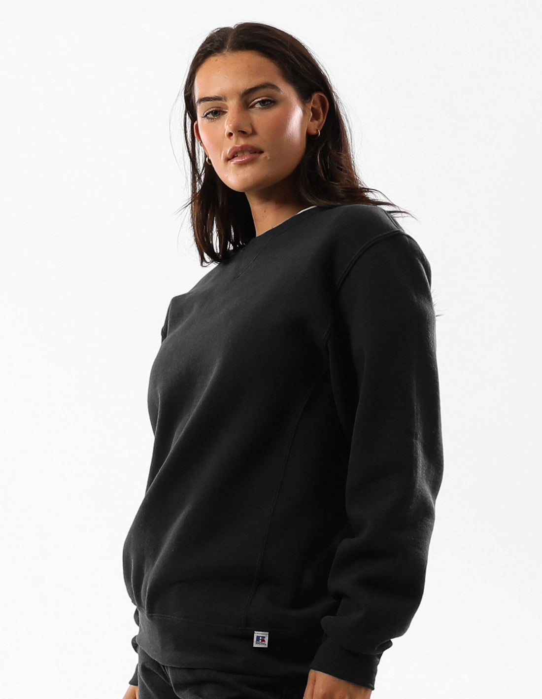 Women Russell Athletic Unisex Dri Crew Neck Sweaters Black | AFBVOE741